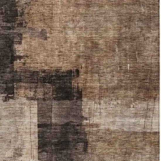 Brown Black And Tan Abstract Washable Indoor Outdoor Area Rug Photo 6