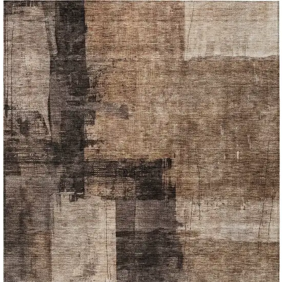 Brown Black And Tan Abstract Washable Indoor Outdoor Area Rug Photo 7