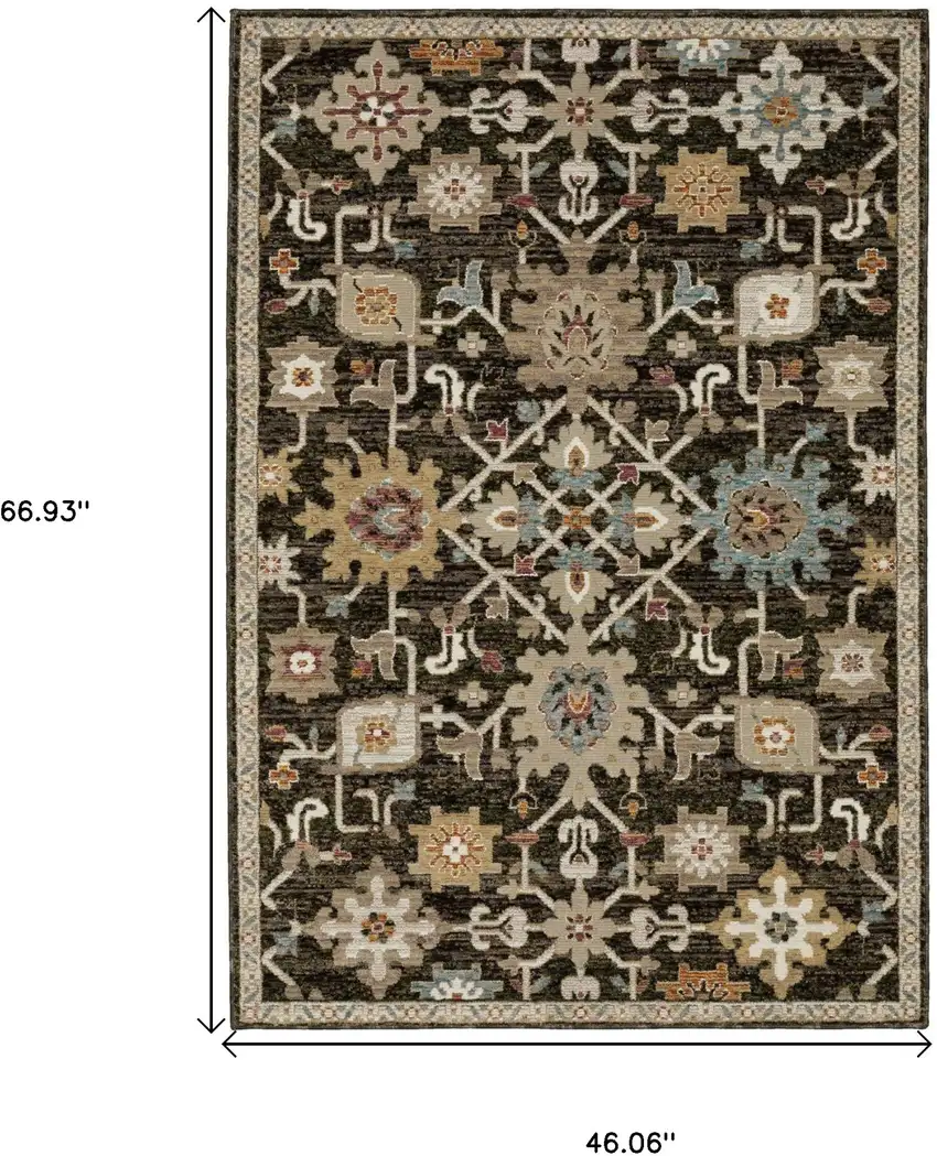 Brown Black And Tan Oriental Area Rug Photo 3