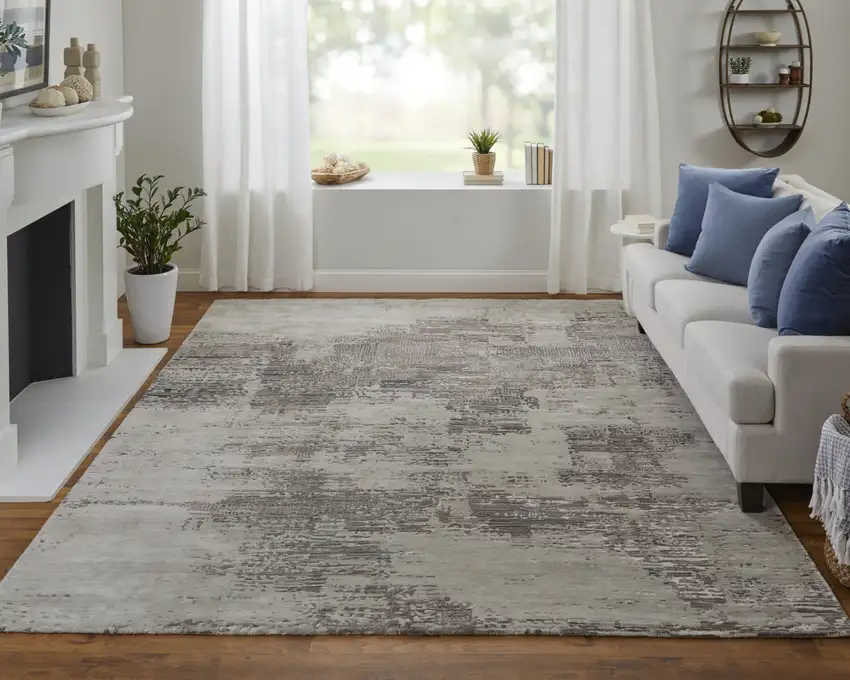 Brown Black and Tan Abstract Hand Tufted Area Rug Photo 9