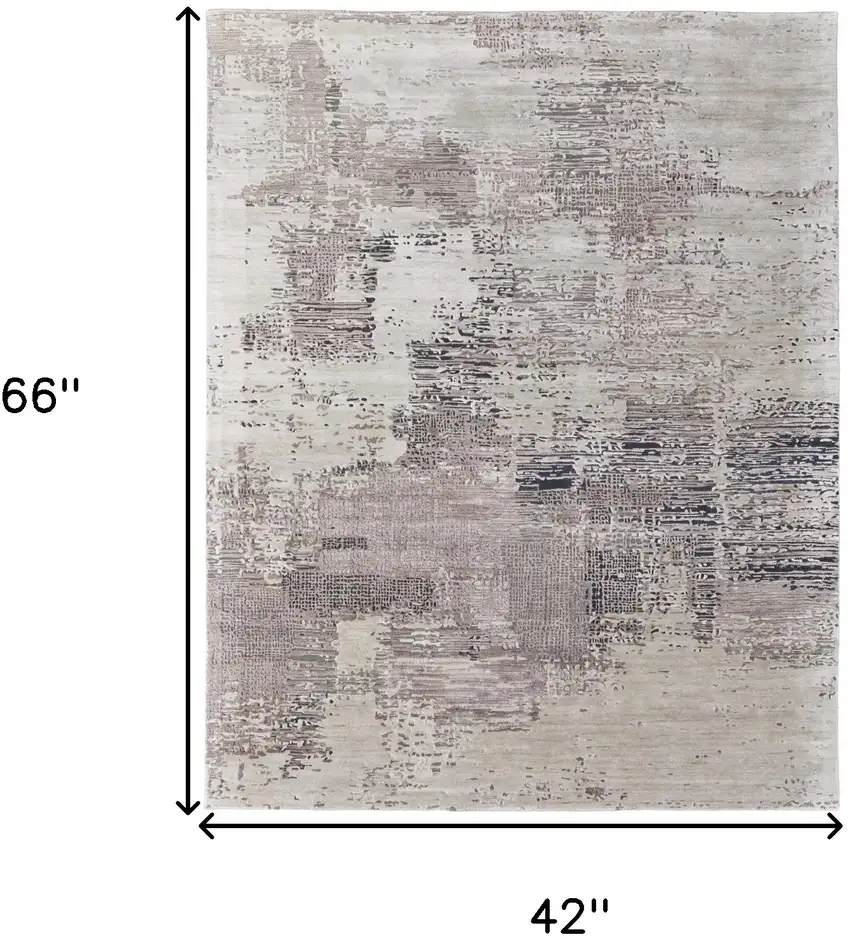 Brown Black and Tan Abstract Hand Tufted Area Rug Photo 3
