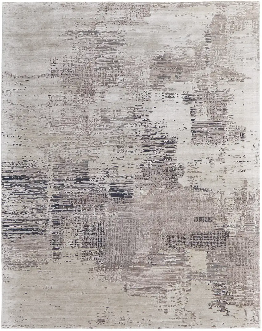 Brown Black and Tan Abstract Hand Tufted Area Rug Photo 2