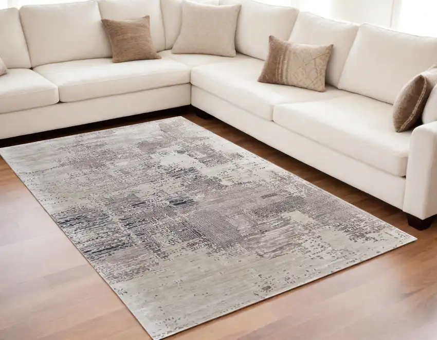Brown Black and Tan Abstract Hand Tufted Area Rug Photo 1