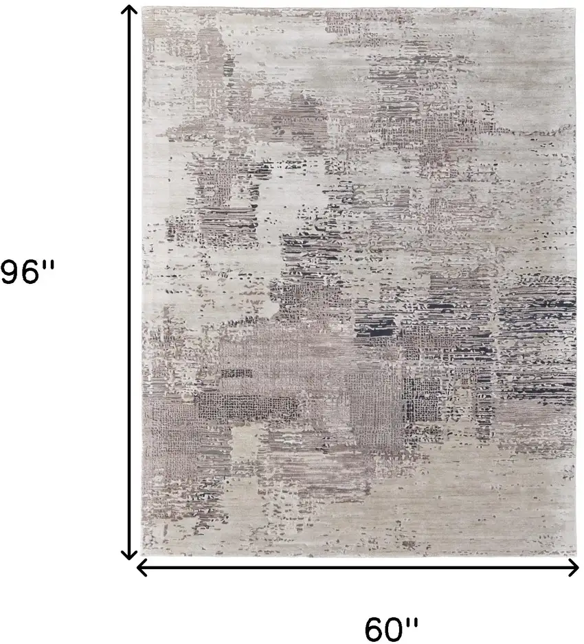 Brown Black and Tan Abstract Hand Tufted Area Rug Photo 3
