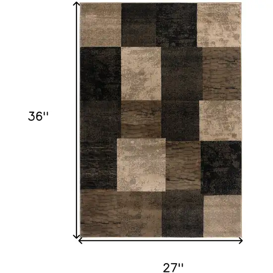 Brown Black and Tan Geometric Washable Non Skid Area Rug Photo 6
