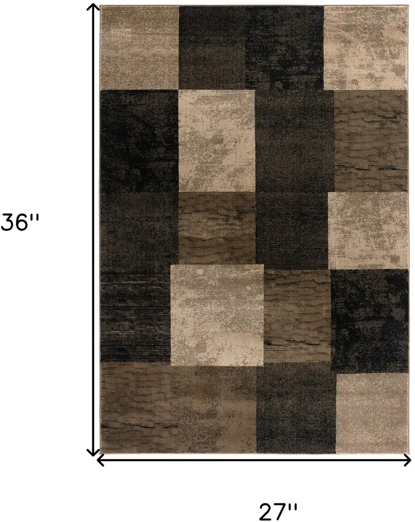 Brown Black and Tan Geometric Washable Non Skid Area Rug Photo 6