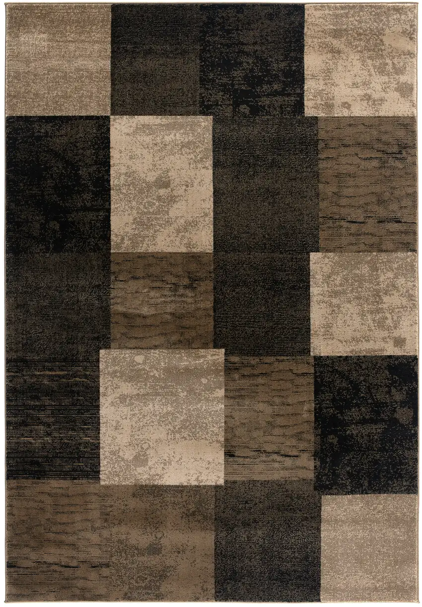Brown Black and Tan Geometric Washable Non Skid Area Rug Photo 2