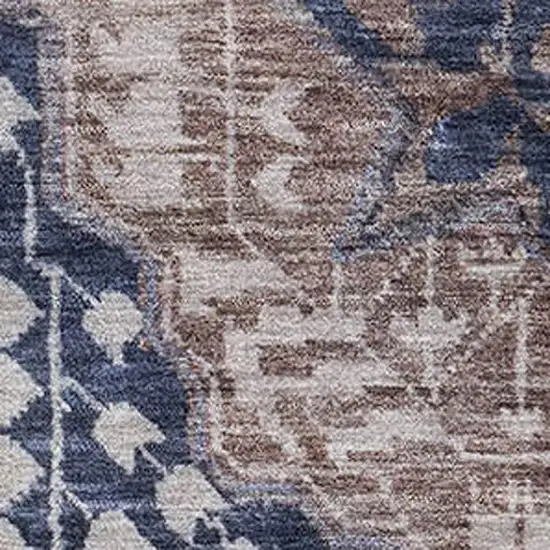 Brown Blue And Beige Diamond Washable Area Rug With UV Protection Photo 3