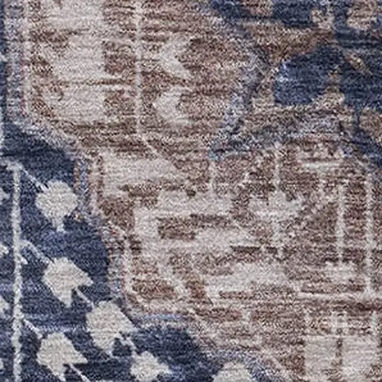 Brown Blue And Beige Diamond Washable Area Rug With UV Protection Photo 3