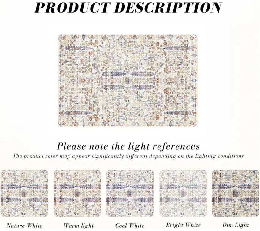 Brown Blue And Beige Floral Medallion Washable Area Rug Photo 8