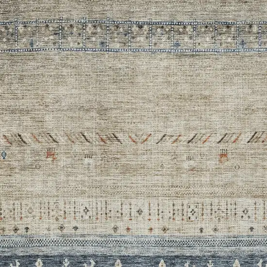 Brown Blue And Beige Southwestern Washable Indoor Outdoor Area Rug Photo 6