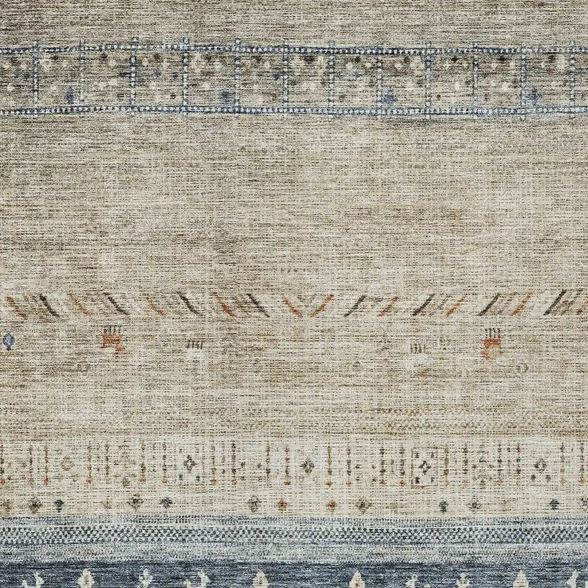 Brown Blue And Beige Southwestern Washable Indoor Outdoor Area Rug Photo 6