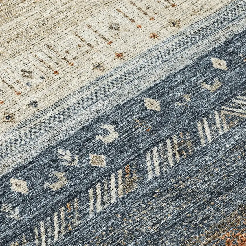 Brown Blue And Beige Southwestern Washable Indoor Outdoor Area Rug Photo 5