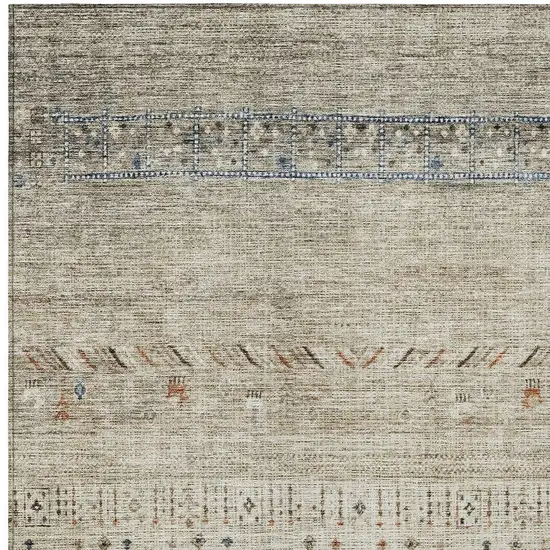 Brown Blue And Beige Southwestern Washable Indoor Outdoor Area Rug Photo 6