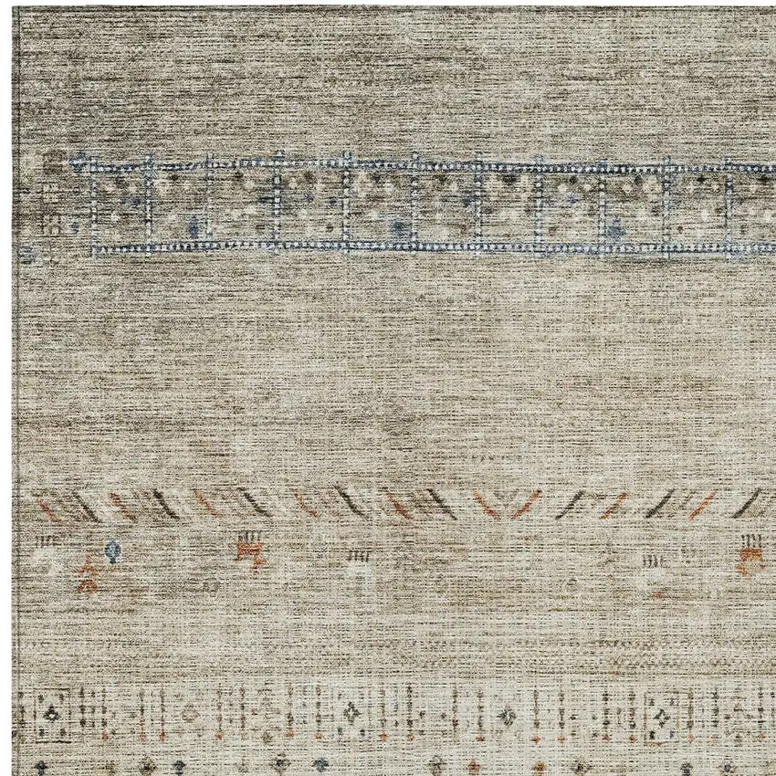 Brown Blue And Beige Southwestern Washable Indoor Outdoor Area Rug Photo 6
