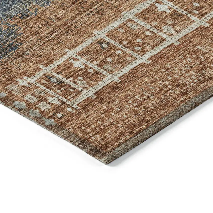 Brown Blue And Beige Southwestern Washable Indoor Outdoor Area Rug Photo 4
