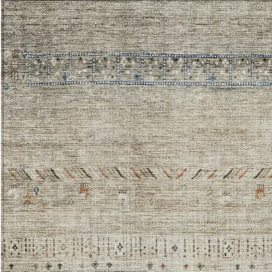 Brown Blue And Beige Southwestern Washable Indoor Outdoor Area Rug Photo 6
