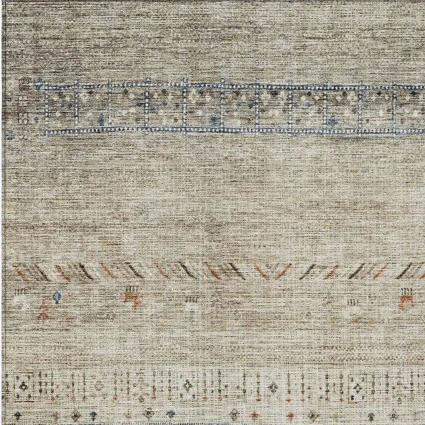 Brown Blue And Beige Southwestern Washable Indoor Outdoor Area Rug Photo 6