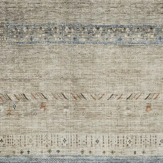 Brown Blue And Beige Southwestern Washable Indoor Outdoor Area Rug Photo 6
