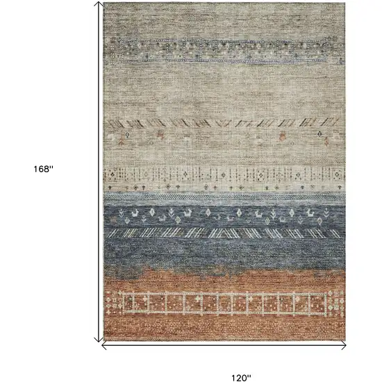 Brown Blue And Beige Southwestern Washable Indoor Outdoor Area Rug Photo 8