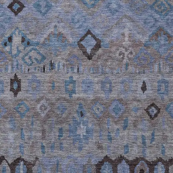 Brown Blue And Charcoal Geometric Washable Indoor Outdoor Area Rug Photo 7