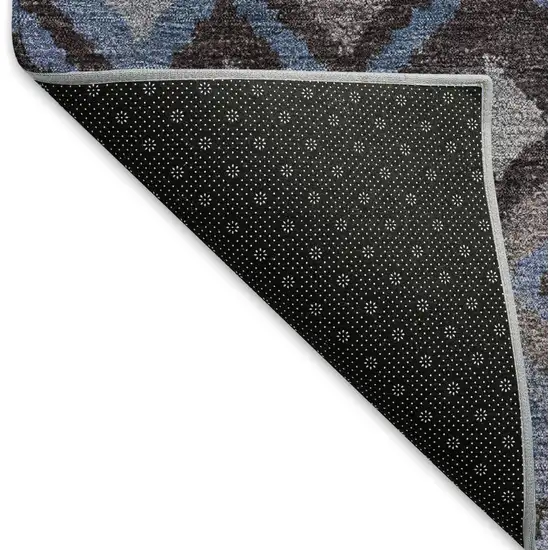 Brown Blue And Charcoal Geometric Washable Indoor Outdoor Area Rug Photo 4
