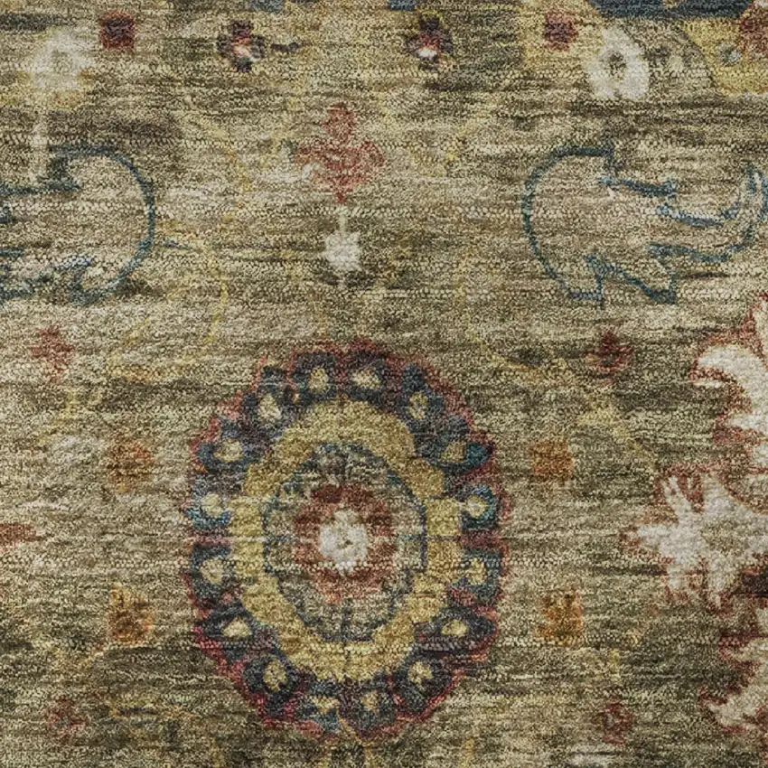 Brown Blue And Gold Oriental Washable Area Rug With UV Protection Photo 8