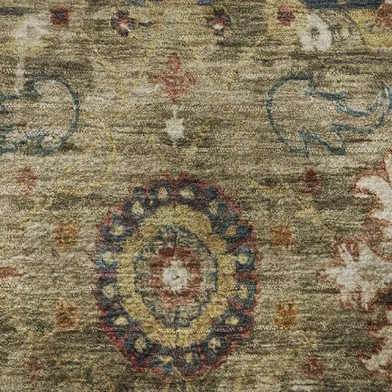 Brown Blue And Gold Oriental Washable Area Rug With UV Protection Photo 8