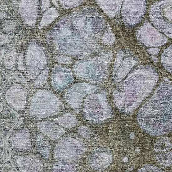 Brown Blue And Gray Abstract Washable Area Rug With UV Protection Photo 3