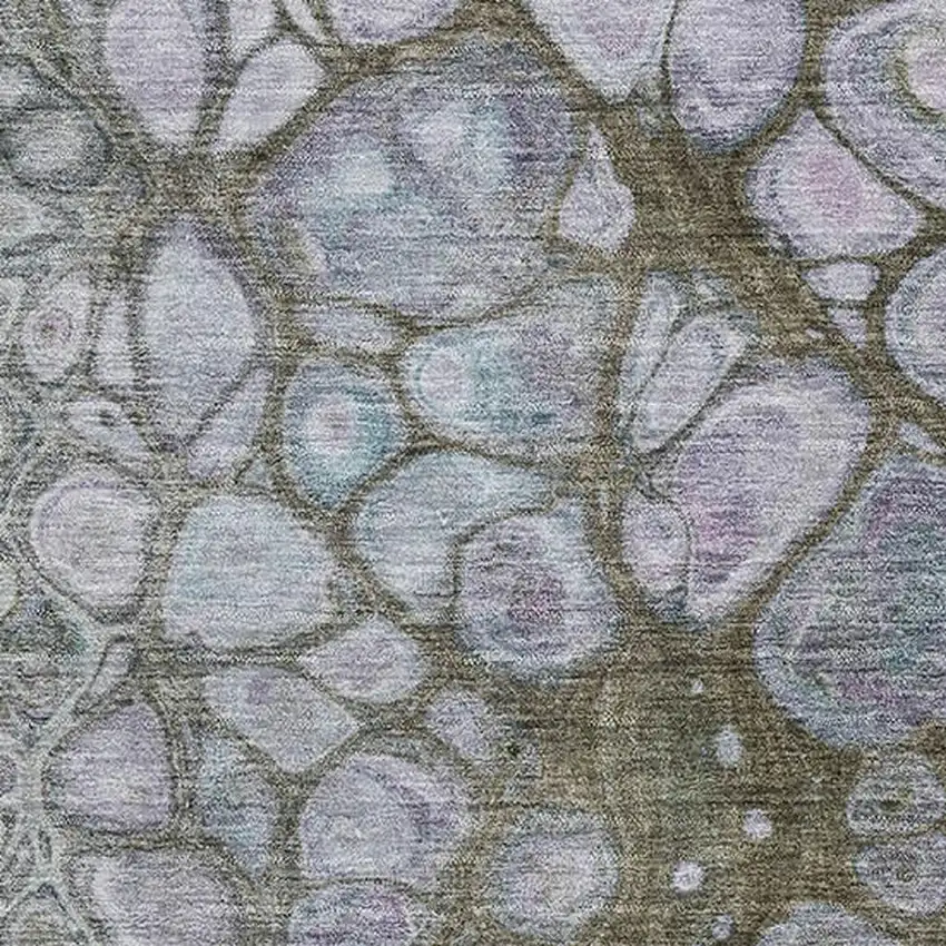 Brown Blue And Gray Abstract Washable Area Rug With UV Protection Photo 3