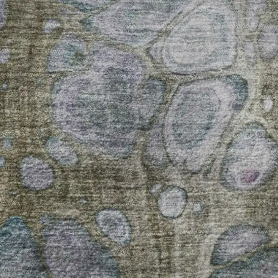 Brown Blue And Gray Abstract Washable Area Rug With UV Protection Photo 8