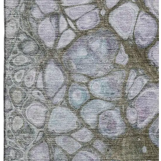 Brown Blue And Gray Abstract Washable Area Rug With UV Protection Photo 3