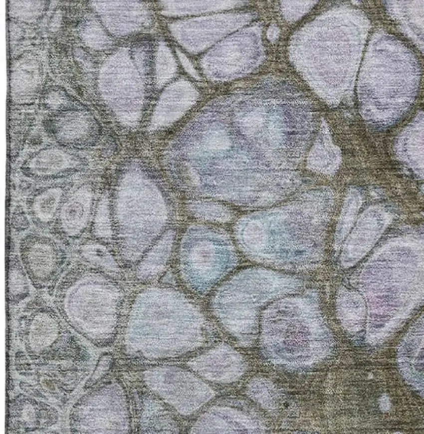 Brown Blue And Gray Abstract Washable Area Rug With UV Protection Photo 3