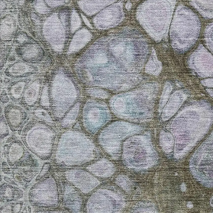 Brown Blue And Gray Abstract Washable Area Rug With UV Protection Photo 3