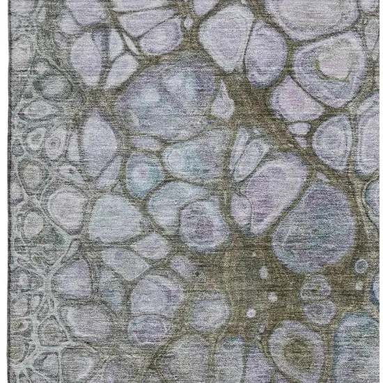Brown Blue And Gray Abstract Washable Area Rug With UV Protection Photo 4