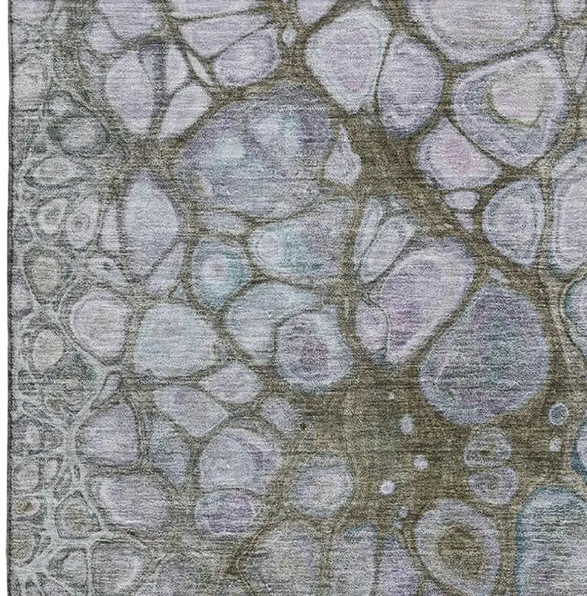 Brown Blue And Gray Abstract Washable Area Rug With UV Protection Photo 4