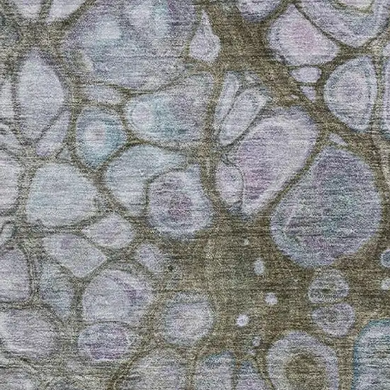 Brown Blue And Gray Abstract Washable Area Rug With UV Protection Photo 3