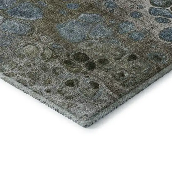Brown Blue And Gray Abstract Washable Area Rug With UV Protection Photo 8