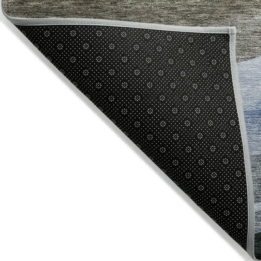 Brown Blue And Gray Abstract Washable Indoor Outdoor Area Rug Photo 4