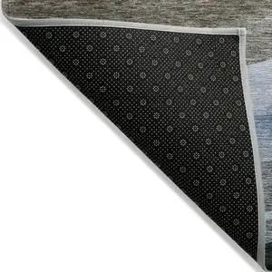 Photo of Brown Blue And Gray Abstract Washable Indoor Outdoor Area Rug