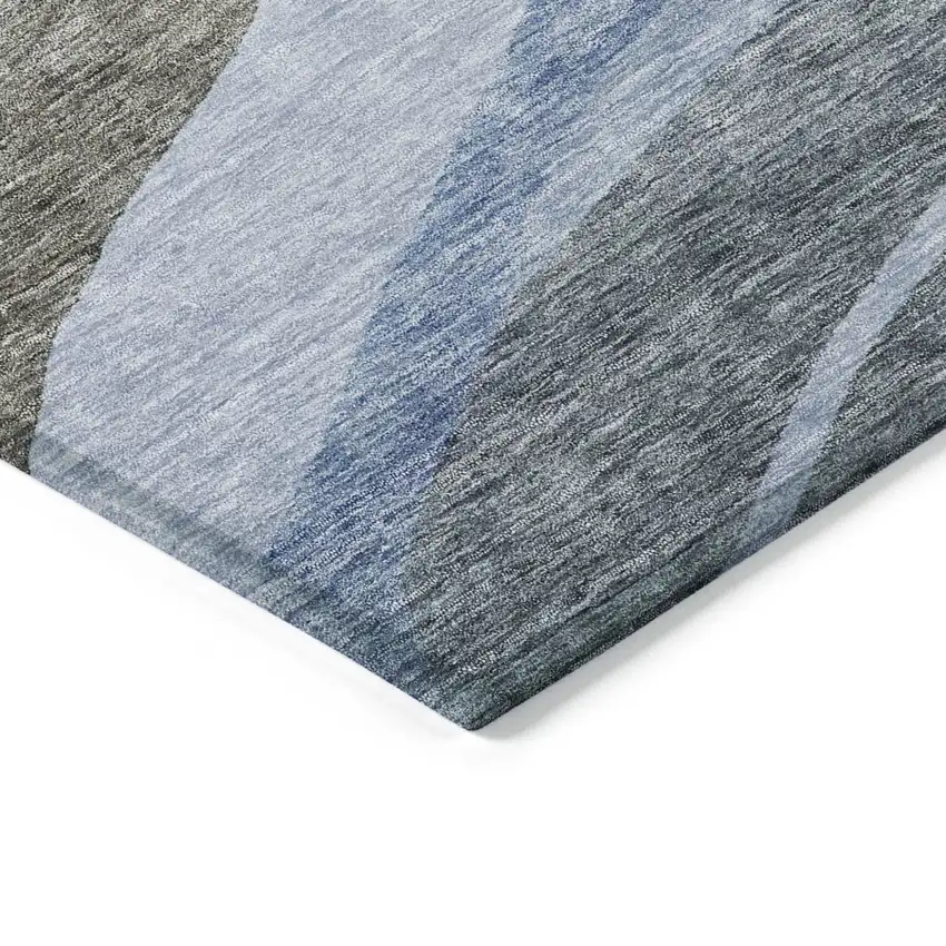Brown Blue And Gray Abstract Washable Indoor Outdoor Area Rug Photo 3