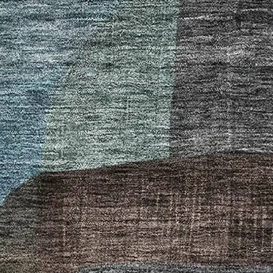 Brown Blue And Green Abstract Geometric Washable Area Rug With UV Protection Photo 3