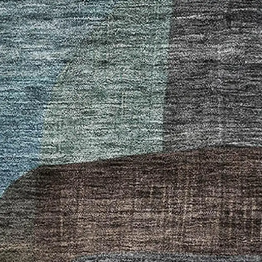 Brown Blue And Green Abstract Geometric Washable Area Rug With UV Protection Photo 3