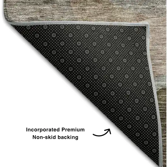 Brown Blue And Green Abstract Geometric Washable Area Rug With UV Protection Photo 7