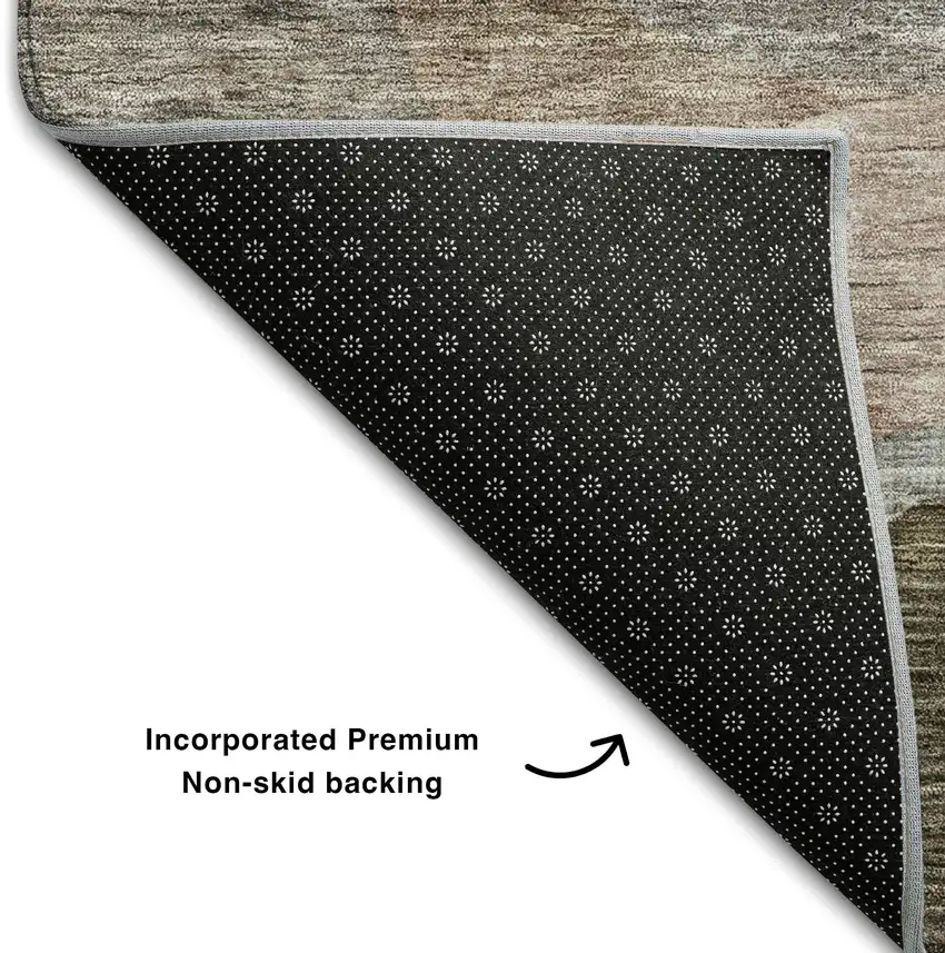 Brown Blue And Green Abstract Geometric Washable Area Rug With UV Protection Photo 6