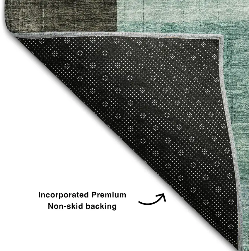 Brown Blue And Green Abstract Geometric Washable Area Rug With UV Protection Photo 6