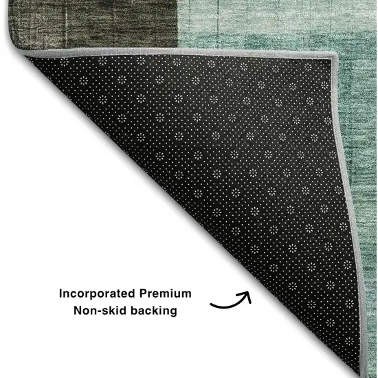 Brown Blue And Green Abstract Geometric Washable Area Rug With UV Protection Photo 5
