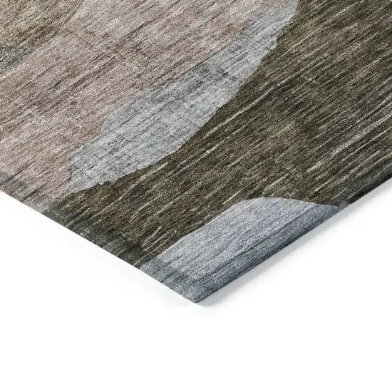 Brown Blue And Green Abstract Washable Indoor Outdoor Area Rug Photo 4