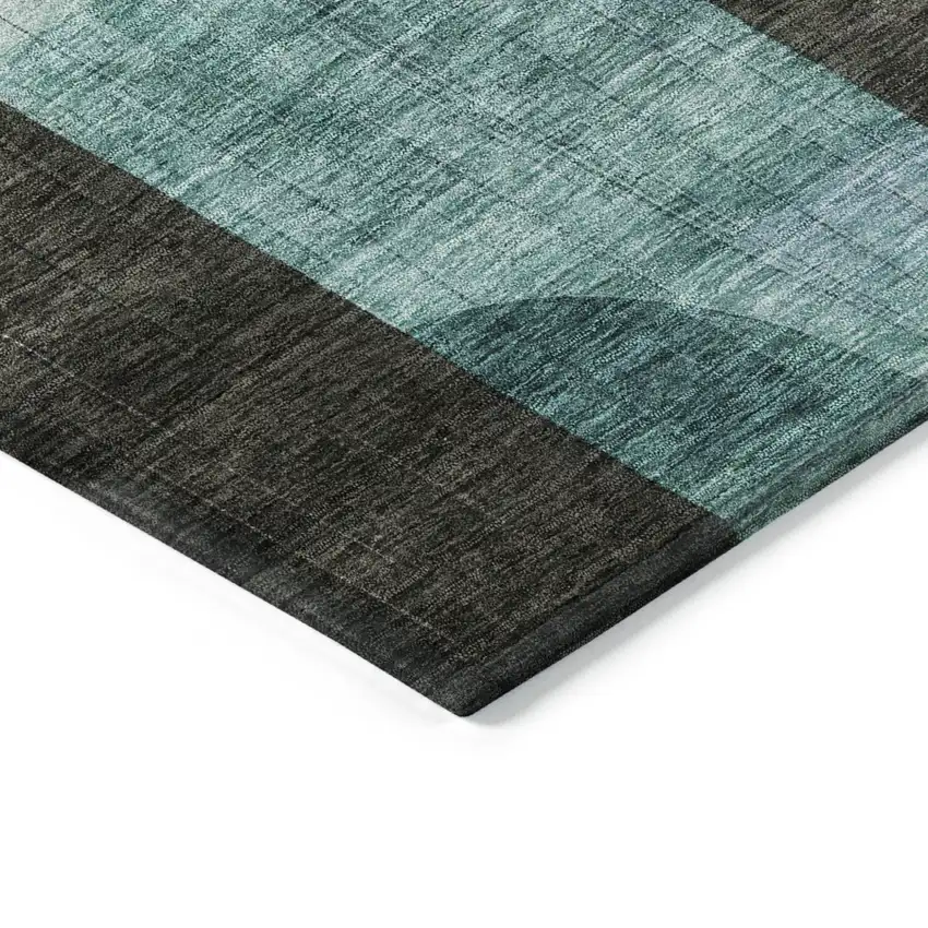 Brown Blue And Green Abstract Washable Indoor Outdoor Area Rug Photo 4