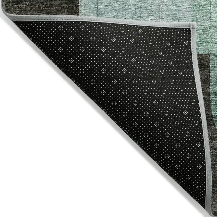 Brown Blue And Green Abstract Washable Indoor Outdoor Area Rug Photo 3